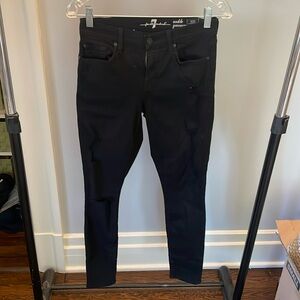 7 For All Mankind Black Gwenevere Jean With Rip